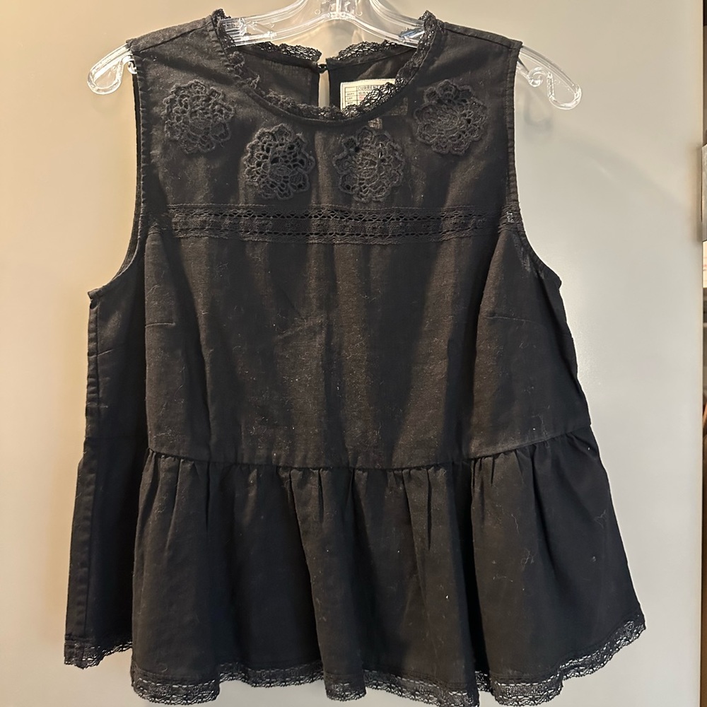 current/elliott black sleevless shirt